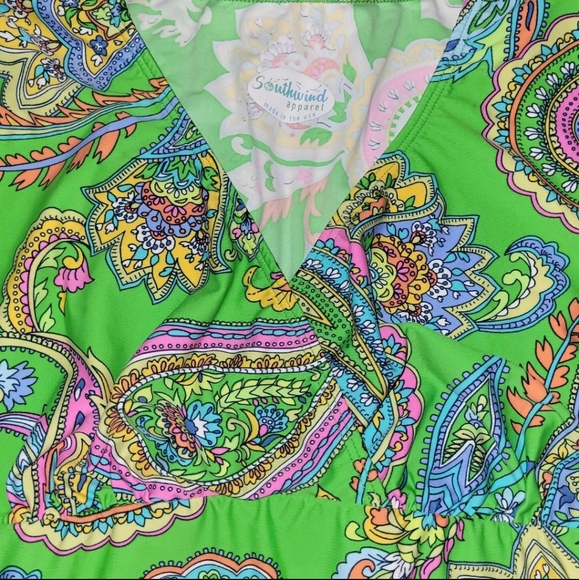 Fitted Upper, Criss Cross V neck, Vibrant Summer Dress Size L (12 - 14) - Picture 2 of 4